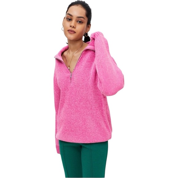 Urban Outfitters Nico Vibrant Pink Cowl Neck Sweater - Picture 1 of 14